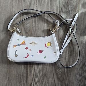 Coach White Bag with Vibrant Celestial Motifs Observed By Us Collab